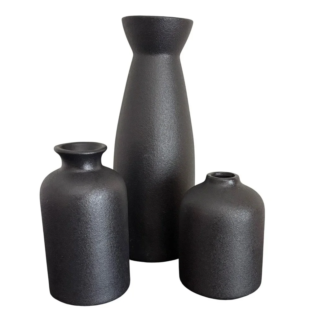 Matte Black Textured Ceramic Bud Vases | Set of 3 | Target | Minimalist Modern